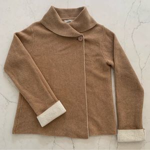 A.Ida Wool Blend Italian Tan / Cream Wrap Cardigan L